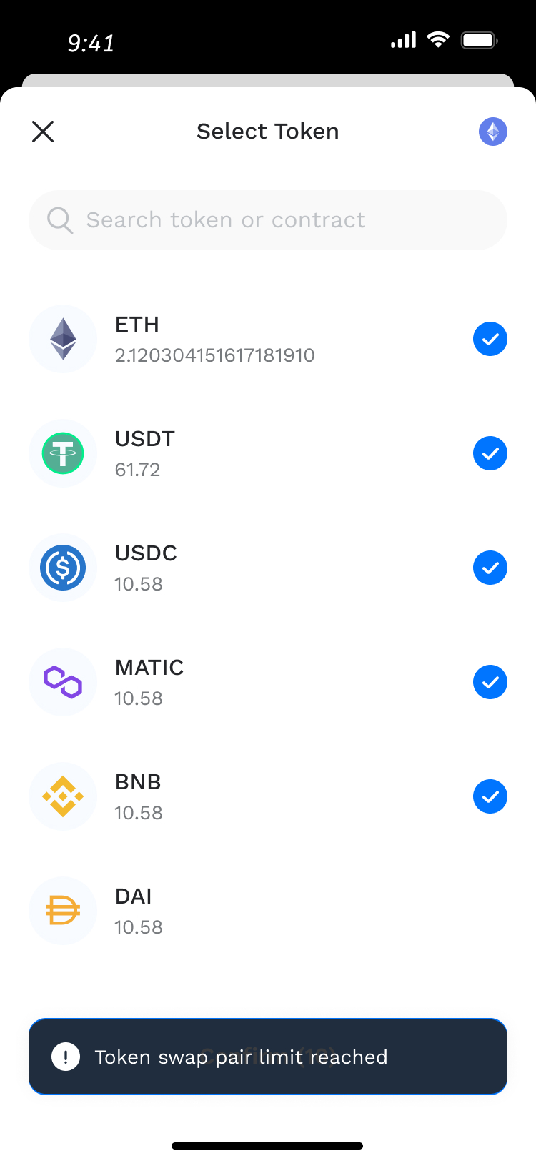 Select pay token-1