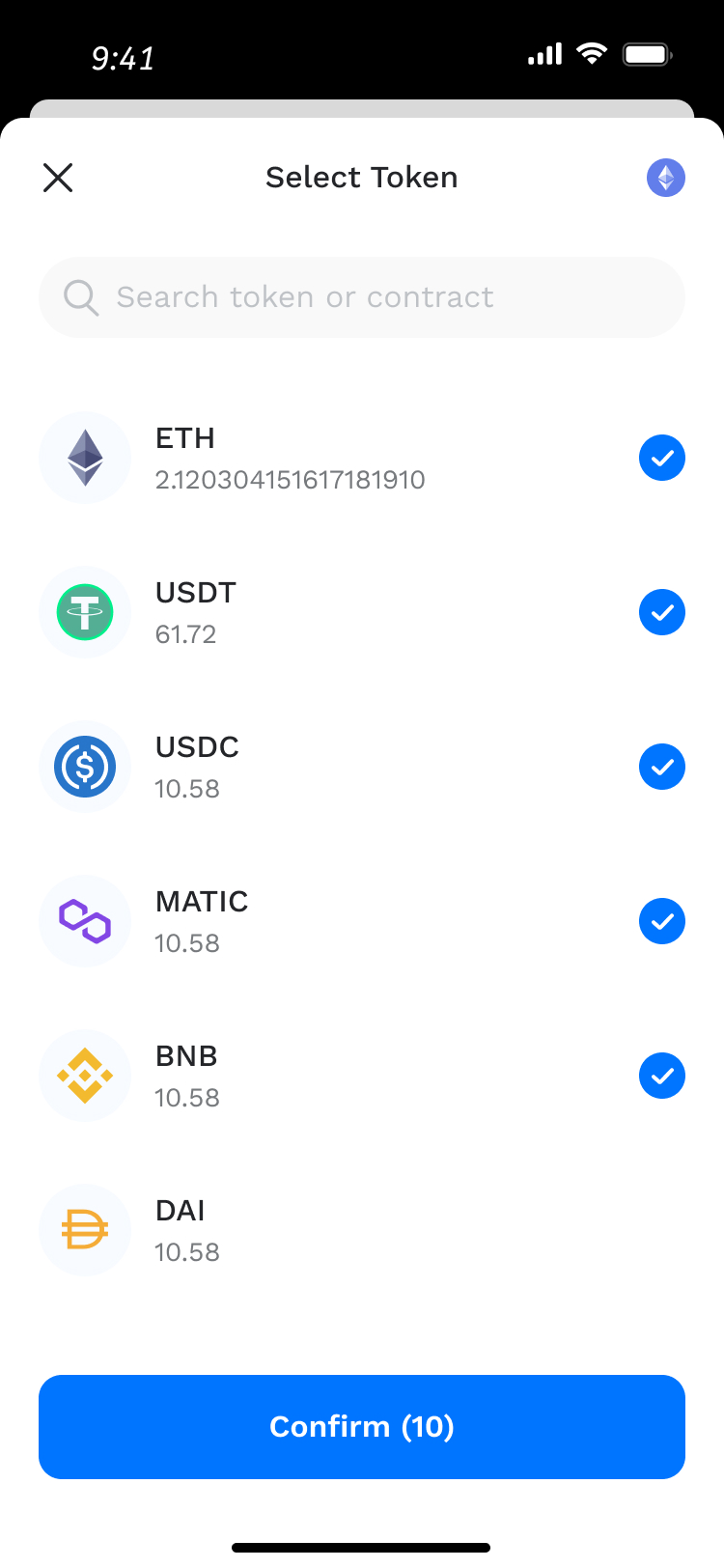 Select pay token1